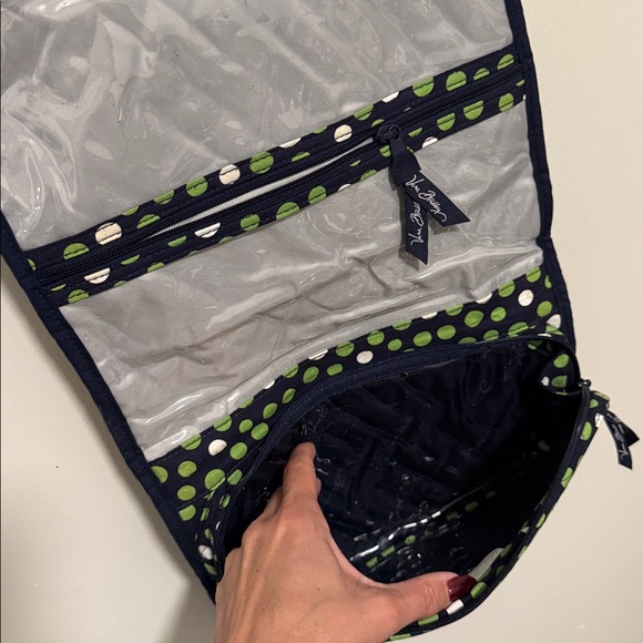 Vera Bradley Hanging Organizer in "Lucky Dots" (Navy & Green Polka Dot) - Picture 3 of 7